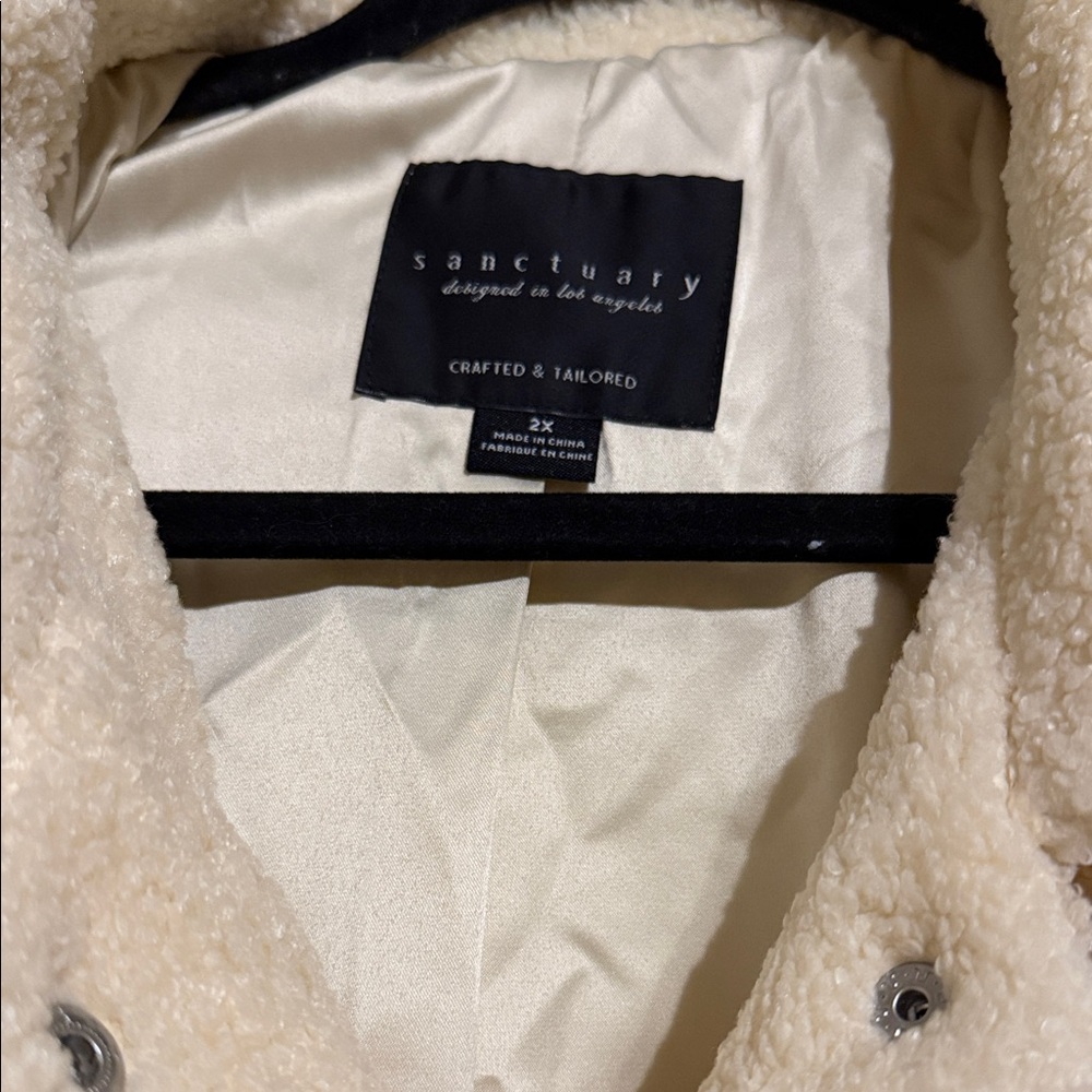 Sanctuary Off-White Teddy Sherpa Jacket 2X - Picture 5 of 7